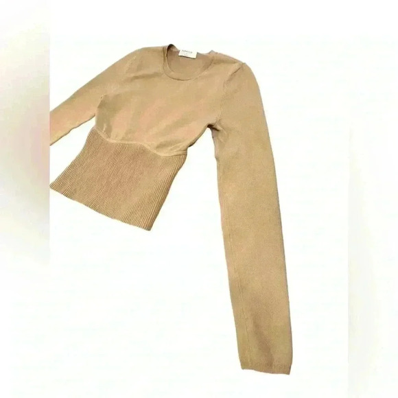 Babaton Sculpt Knit Empire Longsleeve In Neutral Tan Size Small - Picture 7 of 10